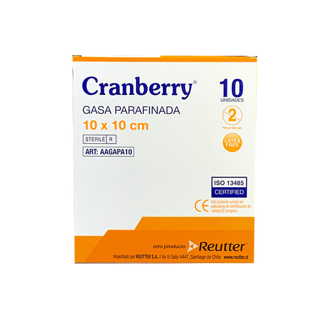 Gasa Parafinada Cranberry 10x10cm - Pack De 5 Und