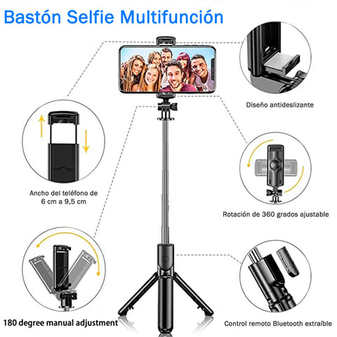 Monopod Bluetooth Baston Selfies + Tripode Tik Tok
