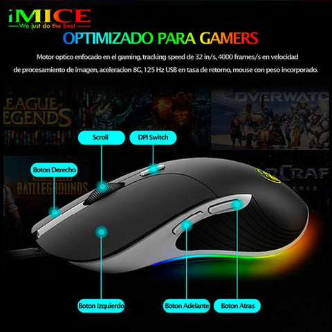 Mouse Gamer Premium Imice X6 3200 Dpi Retroiluminado