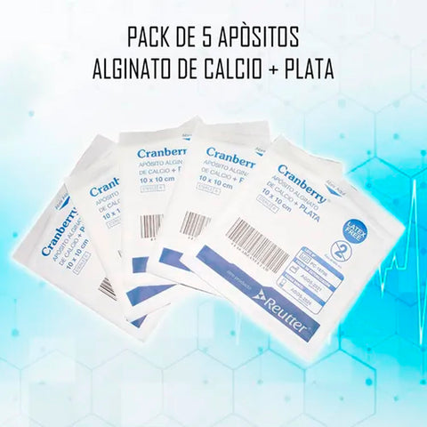 Apósito Alginato De Calcio + Plata 10x10 - Pack De 5 Und