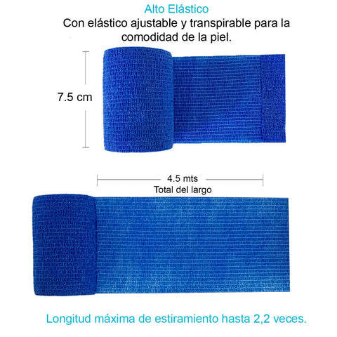 Venda Autoadherente Compatible Con Coban 7.5cmx4.5mt - 1 Und Azul