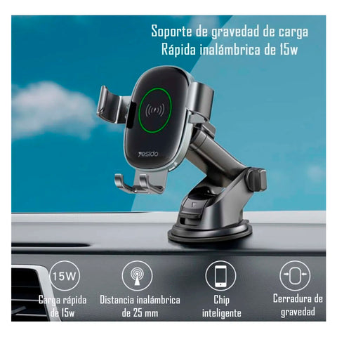 Soporte Para Celular Auto Cargador 15 W Wireless Yesido C123