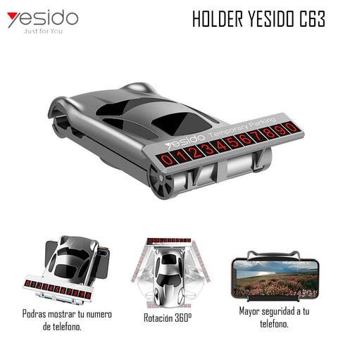 Soporte Celular Car Holder Auto Porta Teléfono Yesido C63 Gris