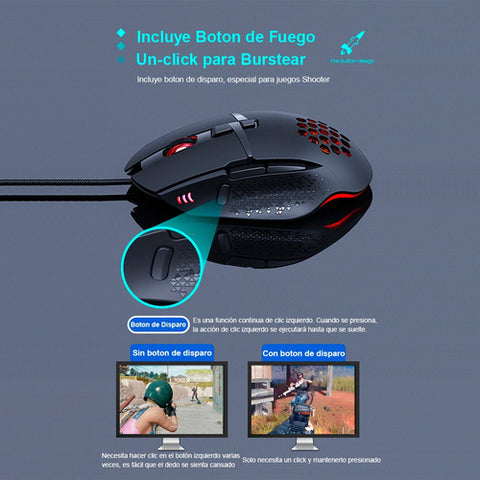 Mouse Gamer Premium Imice T90 7200 Dpi Rgb Shooter
