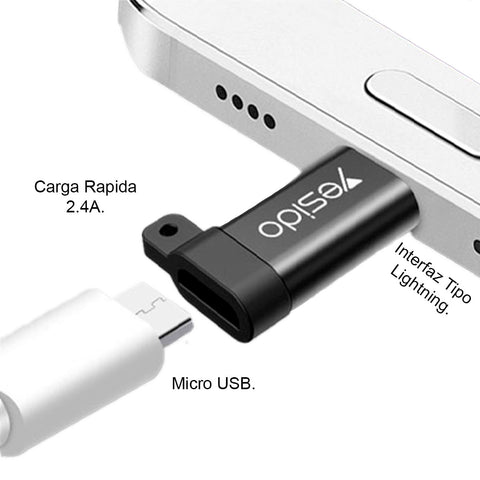 Adaptador OTG YESIDO Micro-USB a Lightning (GS05)