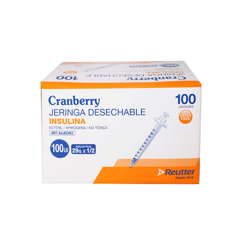 Jeringa Desechable Insulina 29g X 1/2 Cranberry - 100 Unds