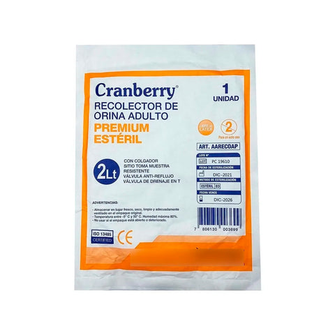 Recolector Orina Adulto Premium Esteril 2lt Cranberry