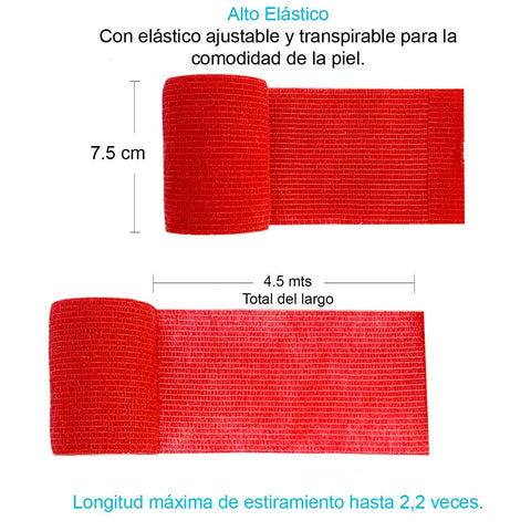 Venda Autoadherente Compatible Con Coban 7.5cm X 4.5mt 1 Und Rojo