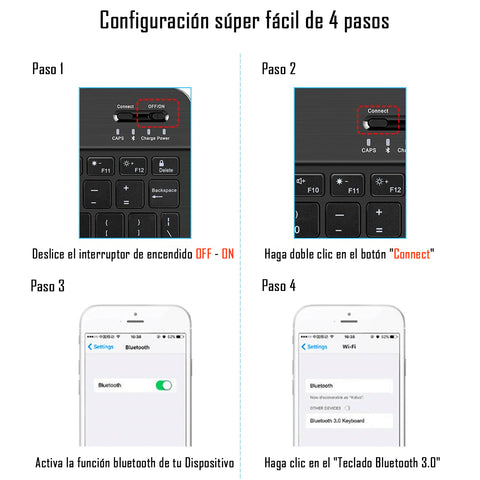 Teclado Bluetooth Inalámbrico Ligero Para iPad, Tablet, Tv