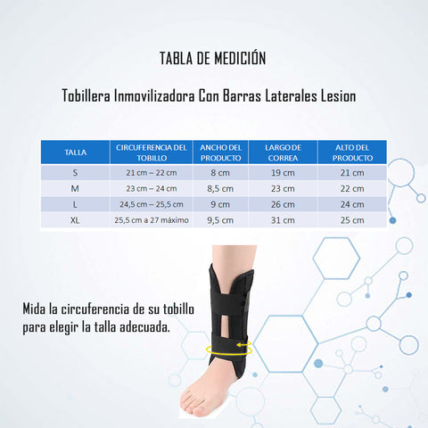 Tobillera Inmovilizadora Con Barras Laterales Lesion Talla XL